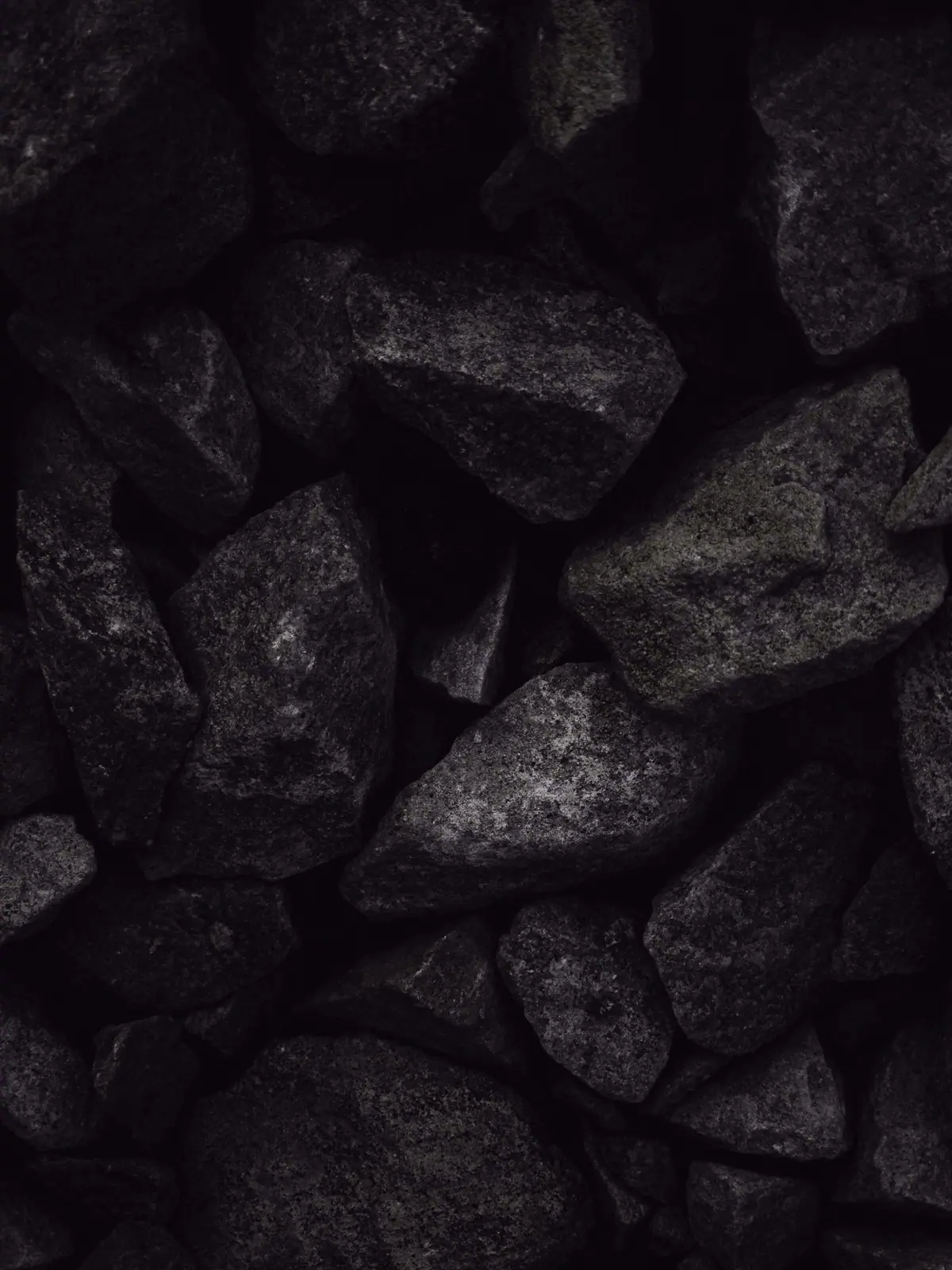 Dark, shiny pieces of coal, close-up