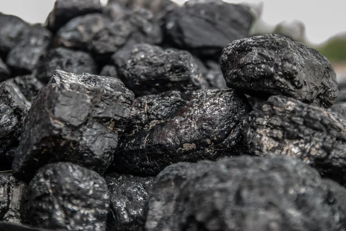 Lumps of black coal, close-up